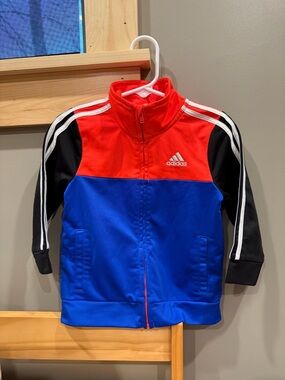adidas Orange and Blue Colorblock Athletic Jacket